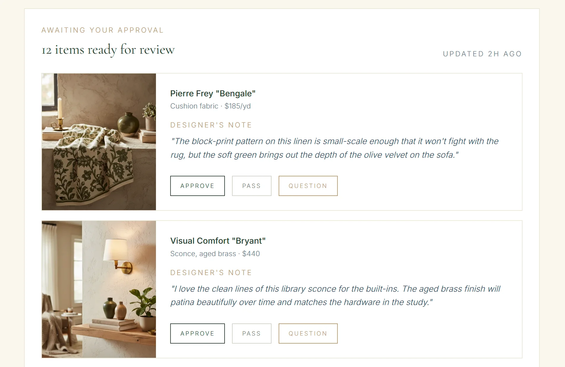 Digital client portal interface showing contracts and updates