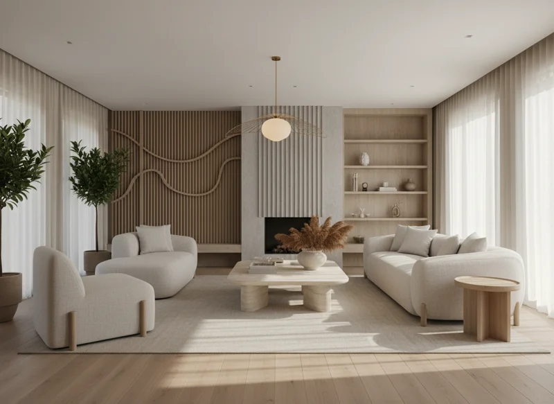 Organic Modern remodel with warm woods and linen